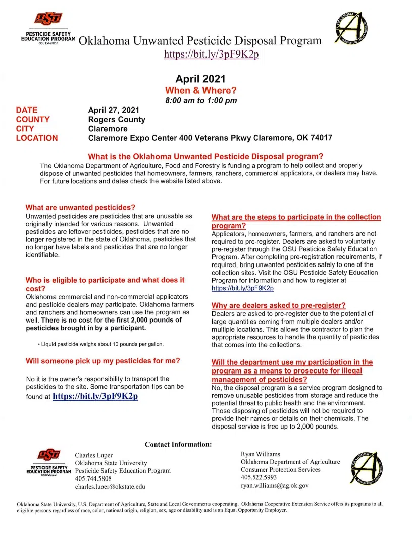 Pesticide Disposal Program Information by OSU April 27, 2021 Wilkerson Real Estate