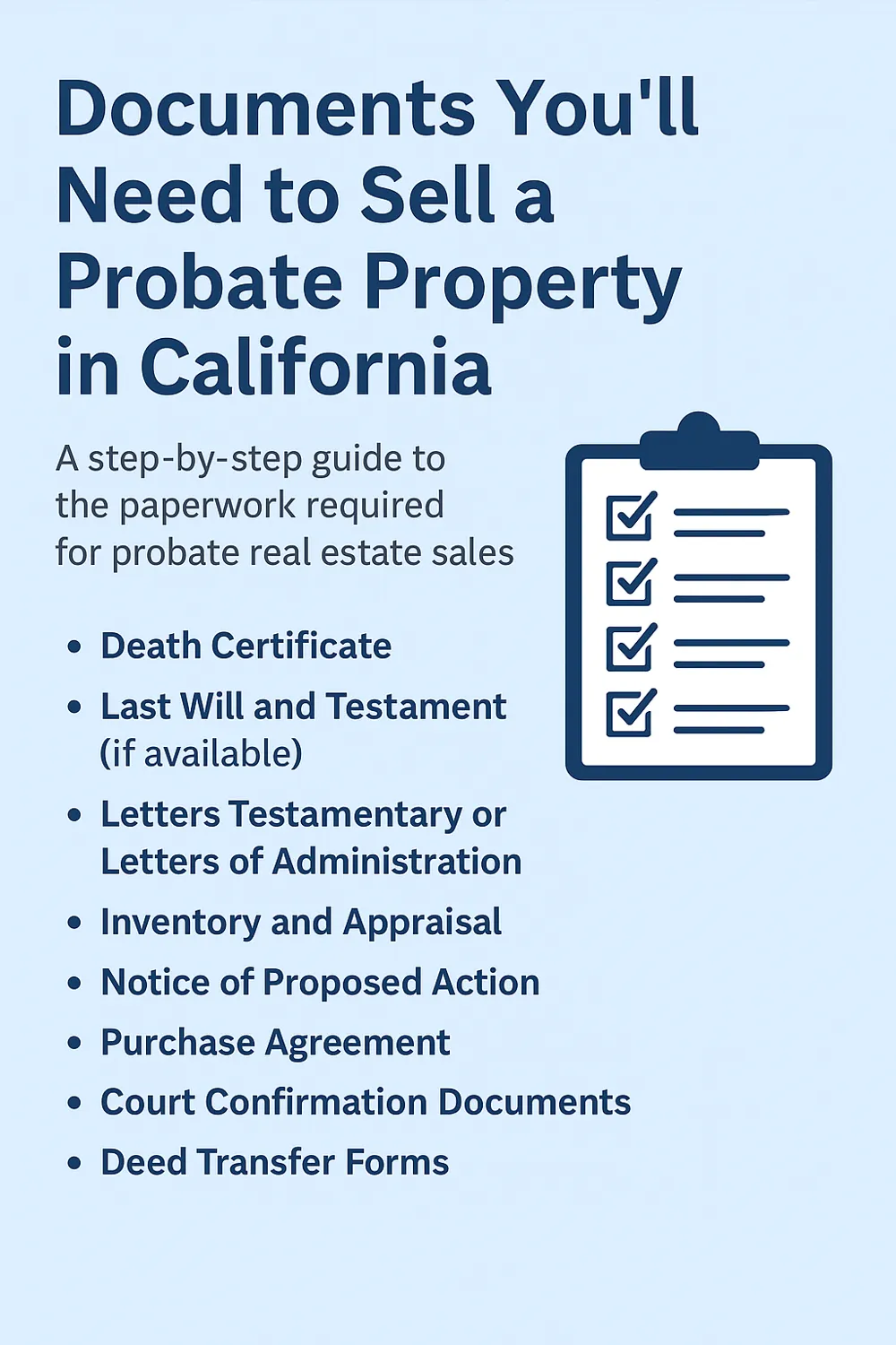 Checklist: Documents Needed to Sell a Probate Property in California | Casillas Probate Advisor